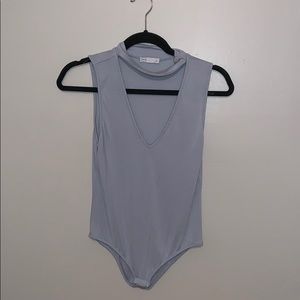 Powder Blue v-Neck Body Suit